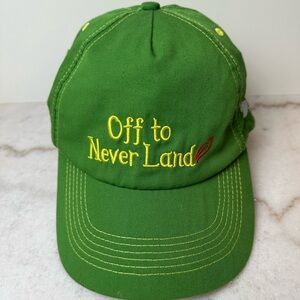 Peter Pan 'OFF TO NEVER LAND' Baseball Cap Hat Green Disney Parks Adult